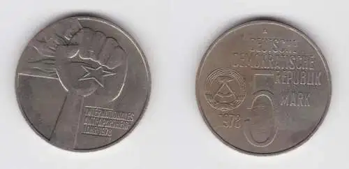 DDR Gedenk Münze 5 Mark Anti Apartheid Jahr 1978 vz (136516)