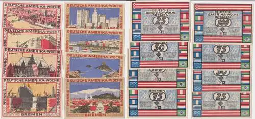 8 Banknoten Notgeld Bremen Deutsche Amerika Woche Frühjahr 1923 (121746)