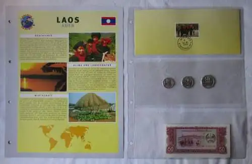 KMS 10 - 50 Att, Briefmarke 200 Kip, 50 Kip Banknote Laos (126013)
