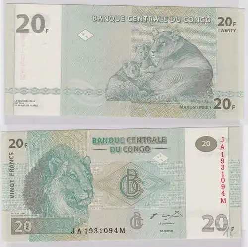20 Francs Banknote Banque Centrale du Congo 2003 (123346)