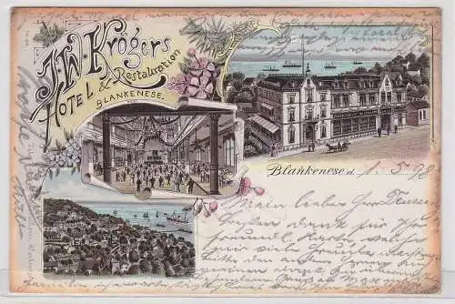 86457 Ak Lithographie Blankenese Hotel & Restauration J.W. Krögers 1898