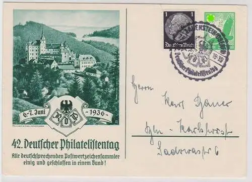 95927 DR Ganzsachen Postkarte PP142/C3/01 42.dt Philatelistentag Lauenstein 1936