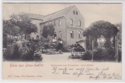 73775 Ak Gruß aus Gross-Sedlitz Restauration zum Rosengarten 1908