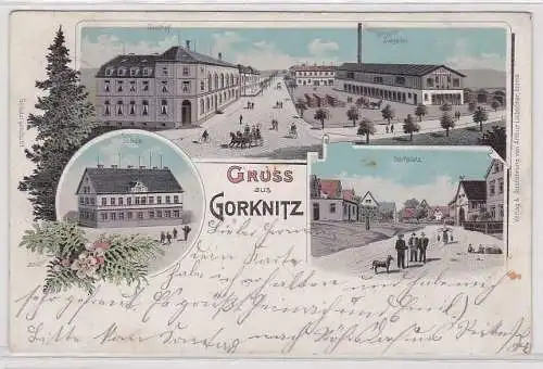 92520 Ak Lithographie Gruß aus Gorknitz bei Dohna Ziegelei, Gasthof usw. 1900