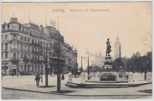 57738 Ak Leipzig Rossplatz mit Mägdebrunnen 1907