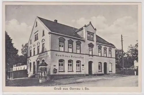 81288 Ak Gruß aus Gornau in Sachsen Gasthaus Ratskeller 1933