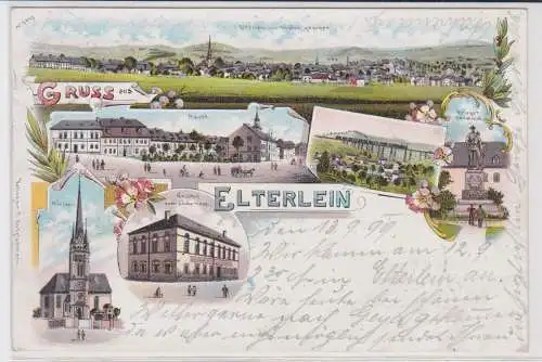43019 Ak Lithographie Gruß aus Elterlein Gasthof usw. 1899