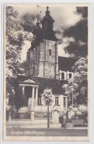 73015 Ak Gnesen Gniezno (Warthegau) mit Kirche 1943