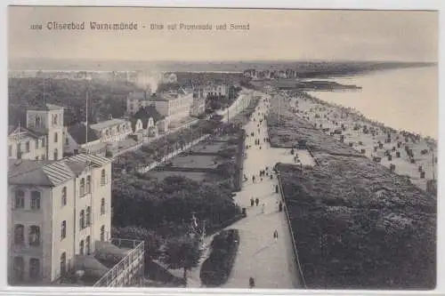71791 Ak Ostseebad Warnemünde Blick auf Promenade und Strand 1911