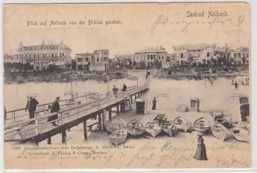 61491 Ak Seebad Ahlbeck Blick auf Ahlbeck von der Brücke gesehen 1900
