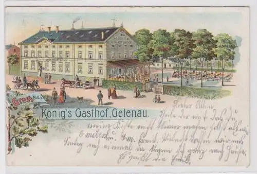 68621 Ak Lithographie Gruß aus Königs Gasthof Gelenau 1906