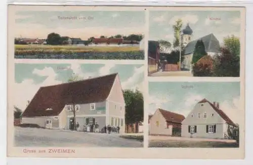 41740 Mehrbild Ak Gruß aus Zweimen bei Leuna Gasthof, Schule usw. 1911