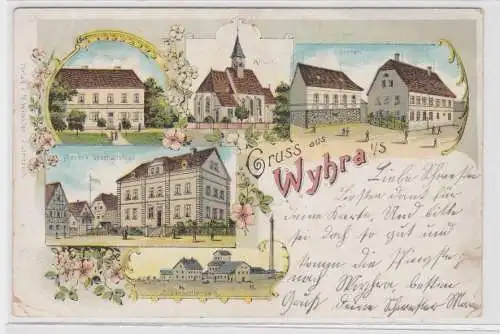 76515 Ak Lithographie Gruß aus Wyhra Braunkohlenwerk usw. 1904