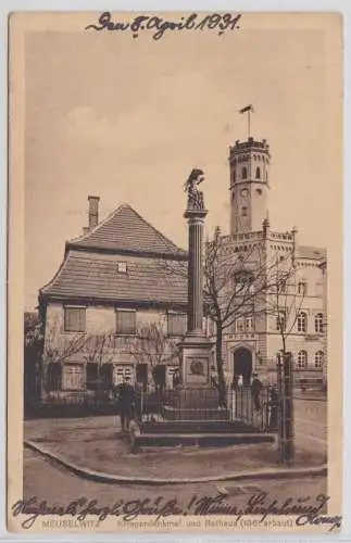 78624 AK Meuselwitz - Kriegerdenkmal und Rathaus 1931