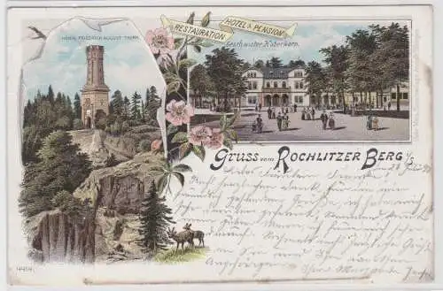84097 AK Gruss vom Rochlitzer Berg - Restauration, Hotel, Pension Haberkorn 1898