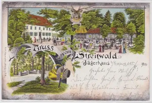 22026 Ak Lithographie Gruß vom Streitwald Jägerhaus bei Frohburg 1900