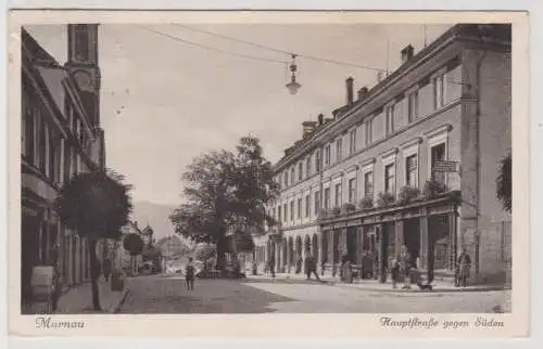 99718 AK Murnau - Hauptstraße gegen Süden, Straßenansicht mit Geschäften 1931