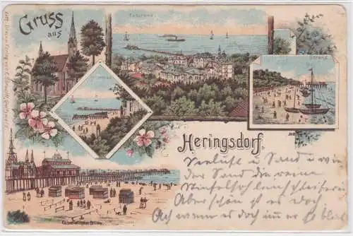 78945 Ak Lithographie Gruß aus Heringsdorf Ortsansicht 1897