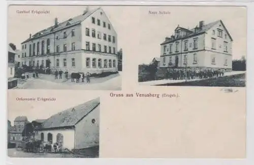30007 Mehrbild Ak Gruß aus Venusberg (Erzgebirge) Gasthof, Schule usw. 1914