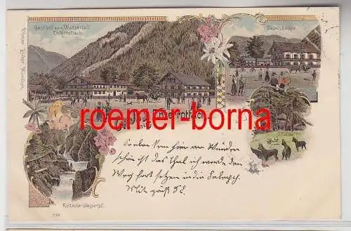 69163 Ak Lithografie Gruss aus Enterrottach Gasthof zum Wasserfall 1898