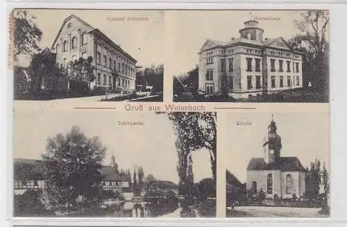 71798 Mehrbild Ak Gruß aus Weissbach Gasthof, Teichpartie, Kirche 1909