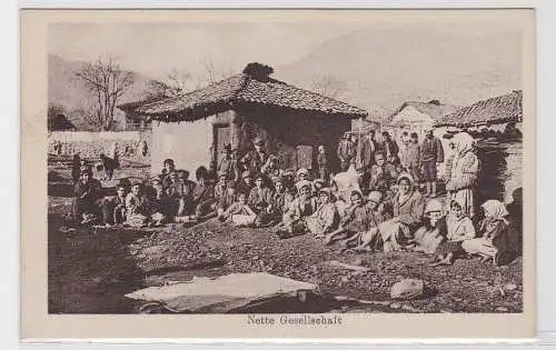 93461 AK Mazedonien - Nette Gesellschaft, Dorfgemeinschaft 1. Weltkrieg