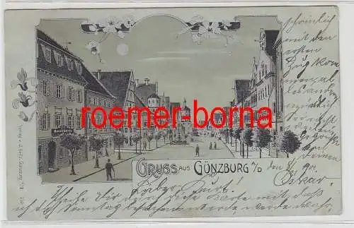 76275 Ak Gruss aus Günzburg a.D. Straßenansicht mit Apotheke 1901