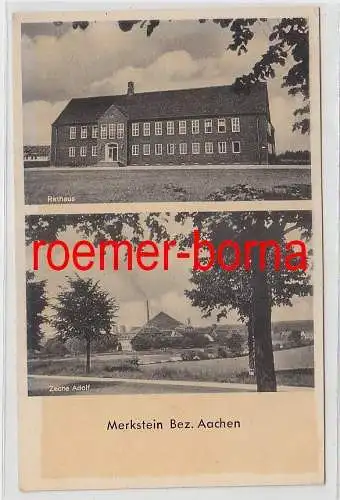 76989 Mehrbild Ak Merkstein Bez. Aachen Rathaus und Zeche um 1930