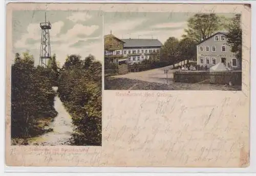 03143 AK Bad Grüna - Restaurant und Todenstein mit Aussichtsturm 1908