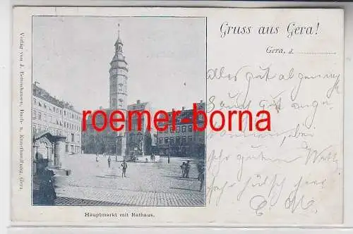 69891 Ak Gruss aus Gera Hauptmarkt mit Rathaus 1898