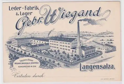 83816 Reklame AK Leder-Fabrik & Lager Gebr. Wiegand Langensalza um 1910