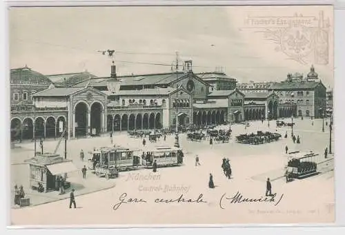 71852 Reklame AK Dr. Fischers Essigessenz - München Central-Bahnhof um 1900