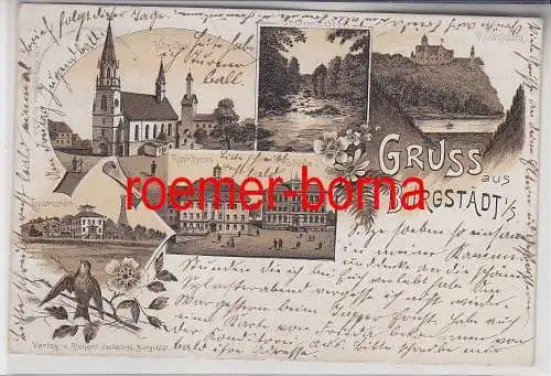 77762 Mehrbild Ak Gruss aus Burgstädt Rathaus Kirche Taurastein usw. 1898