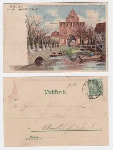 89609 Reklame Ak Lithographie Gruß aus Neu-Brandenburg Treptower Thor 1902
