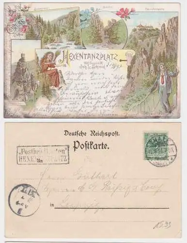 94149 Ak Lithographie Hexentanzplatz Bodekessel, Bodethor usw. 1897