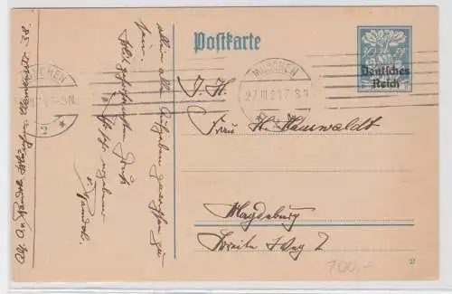 97531 DR Ganzsachen Postkarte P128I/02 gestempelt München 27.3.1921