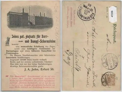 47239 DR Ganzsachen Postkarte PP(/B5/01 Erfurt Aufsatz für Dampfschornsteine