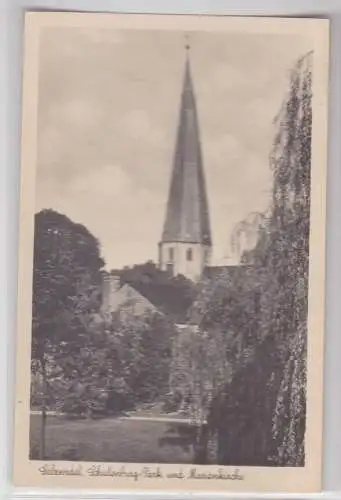 68207 Ak Salzwedel Schulenburg Park und Marienkirche um 1940