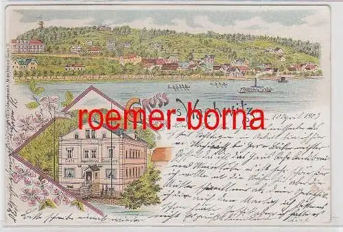 75628 Ak Lithographie Gruß aus Wachwitz Café und Conditorei 1903