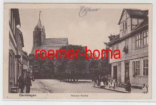 75126 Ak Gardelegen Strassenansicht mit Nikolai Kirche 1932