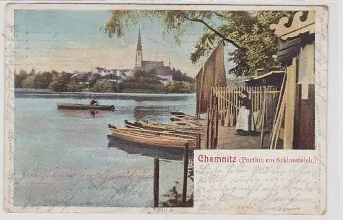 89661 Ak Chemnitz Partie am Schlossteich mit Bootsverleih 1911
