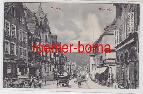 74581 Ak Zabern Saverne Hauptstraße mit Geschäften und Fuhrwerken 1915