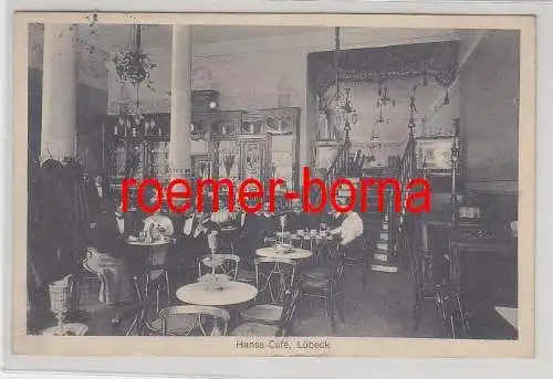 74600 Ak Lübeck Hansa Café Innenansicht 1909