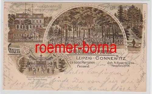 75131 Ak Lithographie Gruß vom Eiskellerpark Leipzig Connewitz 1905