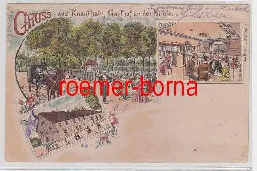 75260 Ak Lithographie Gruß aus Knauthain Gasthof an der Mühle 1898