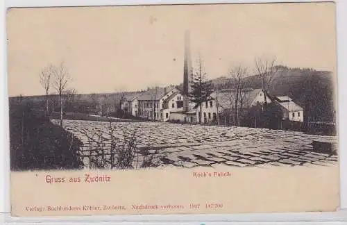 85485 Ak Gruß aus Zwönitz Koch´s Fabrik um 1900