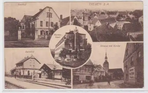 95021 Mehrbild Ak Treben S.-A. Gasthof, Bahnhof, Herrenhaus um 1920