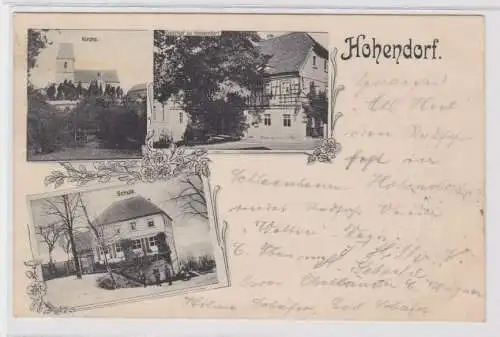 95685 Mehrbild Ak Hohndorf, Kirche, Gasthof, Schule 1904