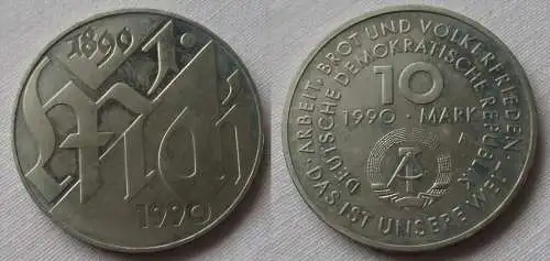 DDR Gedenk Münze 10 Mark 100.Jahre 1.Mai Feiertag 1990 (138431)