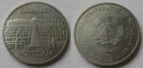 DDR Gedenk Münze 5 Mark Potsdam Sanssouci 1986 Stempelglanz (131045)